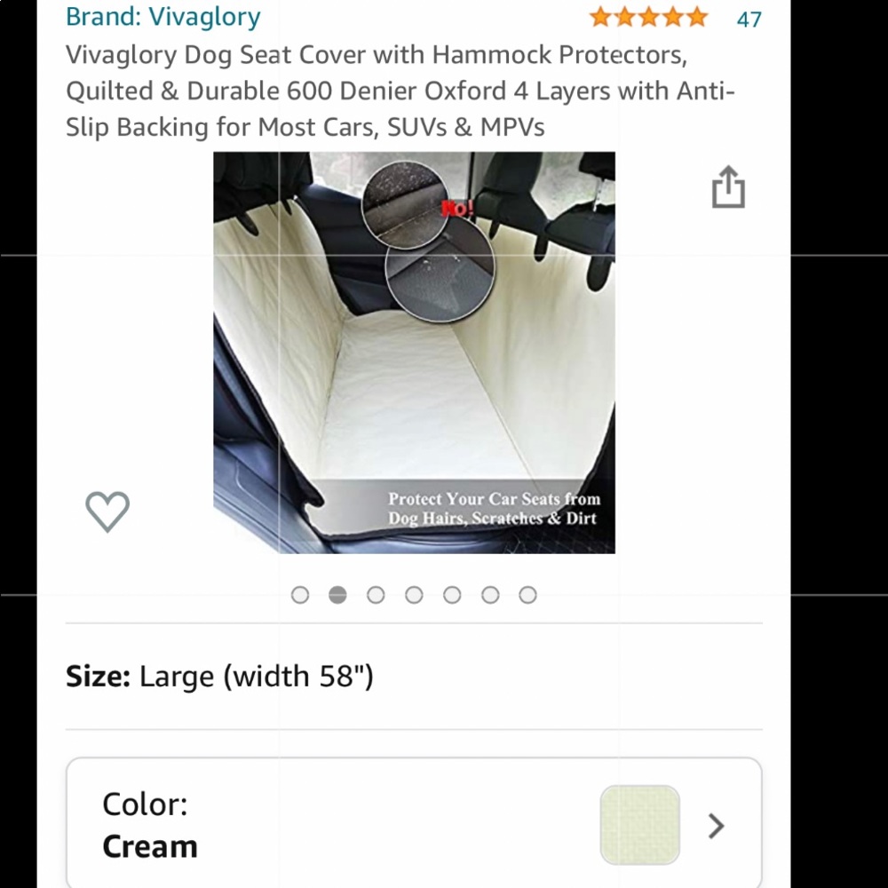 NWT Vivaglory Cream Dog Seat Cover 58”